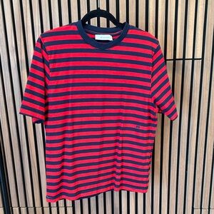 De Rococo Red and Black Striped Short Sleeve Tee